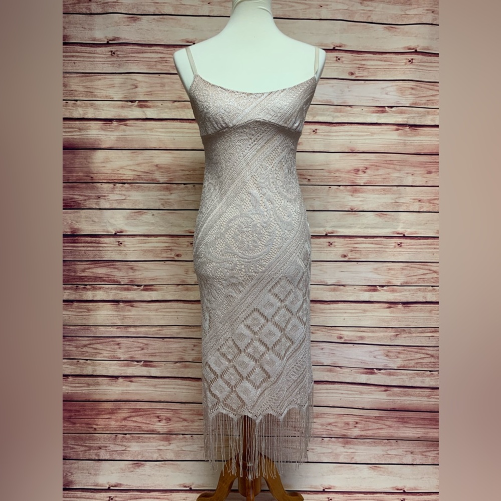 Vintage Spaghetti Strap Fringe Flapper Dress, Size Small